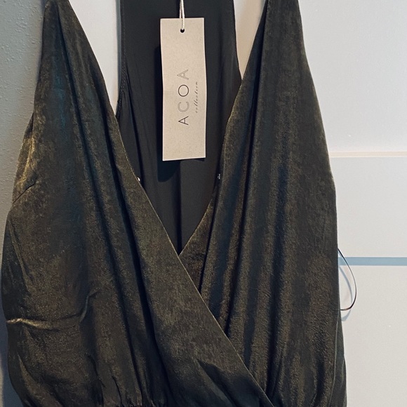 Gorgeous silk olive green jumpsuit by ACOA - Picture 8 of 11